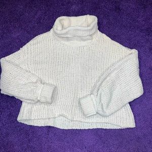 Free People fluffy cowl neck sweater. Size XS. White.